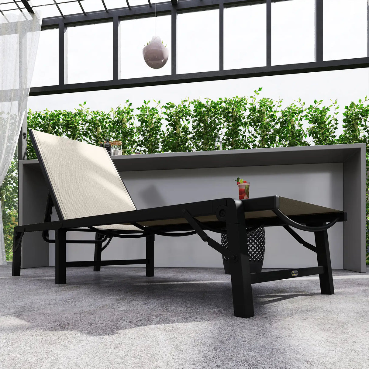 Outsunny Folding Sun Lounger Set of 2, 5-Position Adjustable Reclining Garden Loungers, Garden Chaise Lounge Sunbed Recliner Chairs with Steel Frame for Beach, Porch, Patio, Camping, Khaki