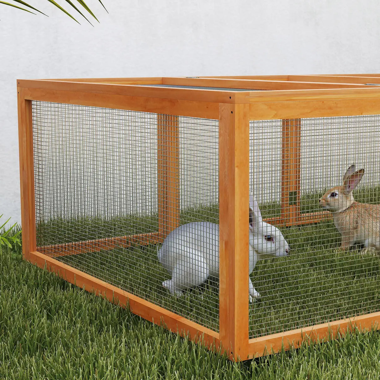 PawHut Big Hutches for Rabbits - 6ft Wooden Spacious Outdoor Rabbit Hutch for Pet Rabbits, Natural Wood