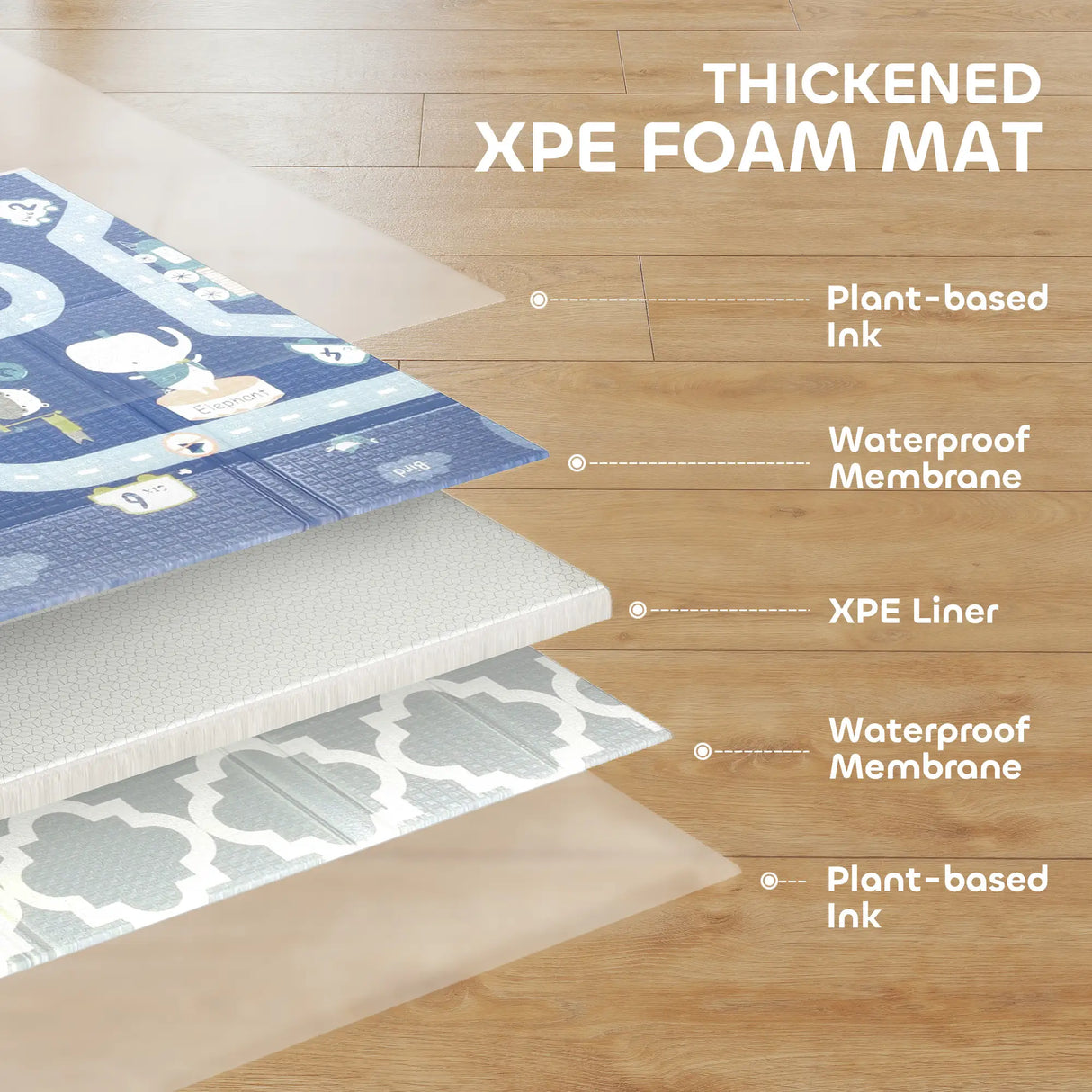 AIYAPLAY Foldable Baby Play Mat, Baby Playpen, Reversible Foam Playmat, Floor Mats for Toddlers, Traffic and Grey Diamond Theme