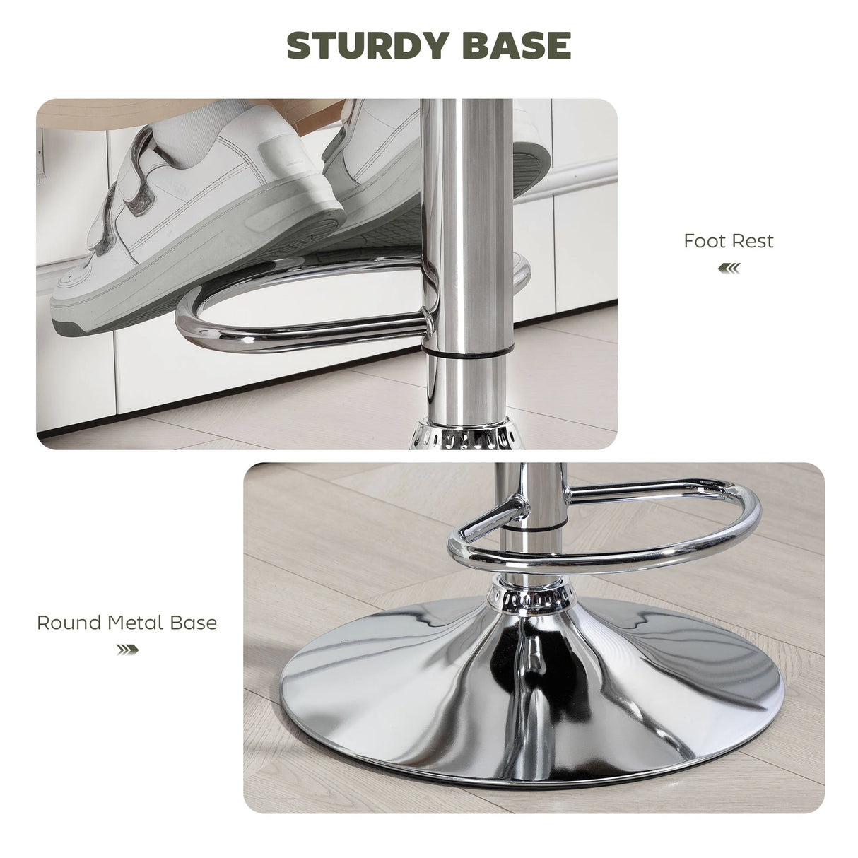 HOMCOM PU Leather Upholstered Swivel Bar Stool, Height Adjustable with Back, Armrest, Footrest, Green