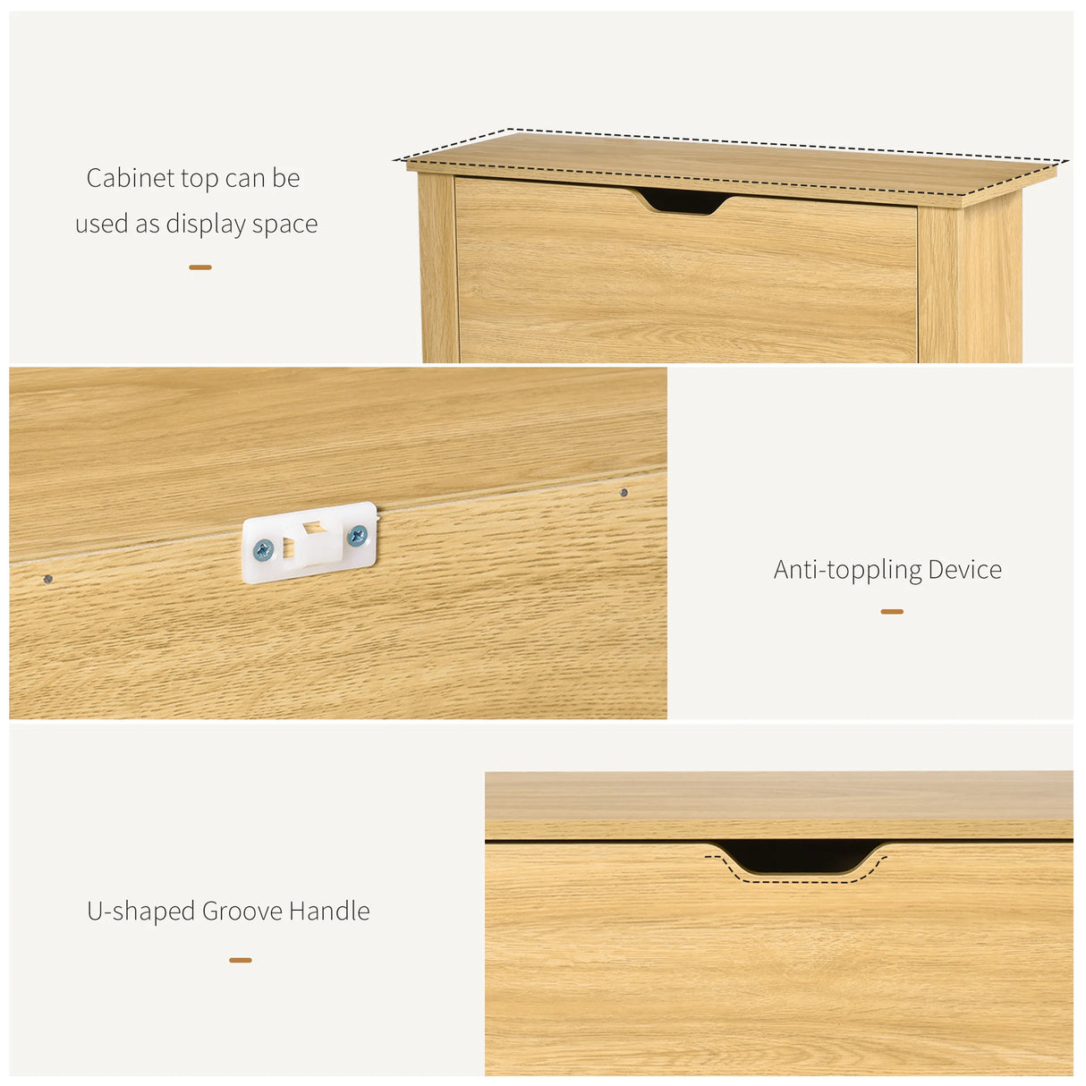 HOMCOM Narrow Shoe Cabinet, Space Saving Shoe Storage Cabinet with 2 Flip Drawers and Adjustable Shelves for 6-12 Pairs of Shoes for Hallways and Living Room, Natural Wood Finish