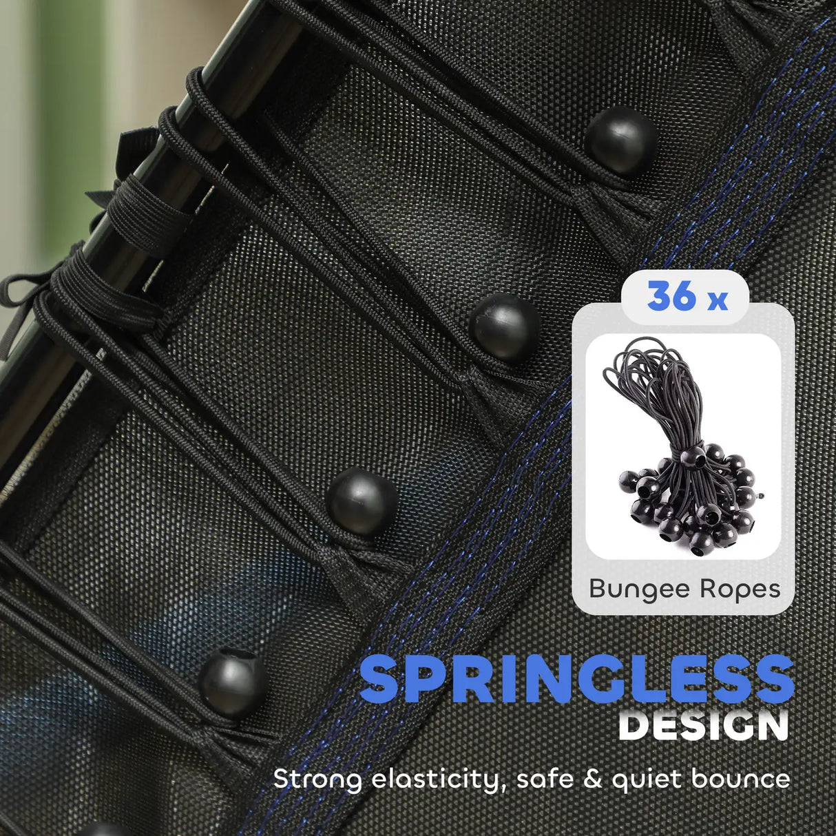 HOMCOM Kids Trampoline Mini Bouncer with Enclosure Safety Net For Ages 3-10 Years - Blue