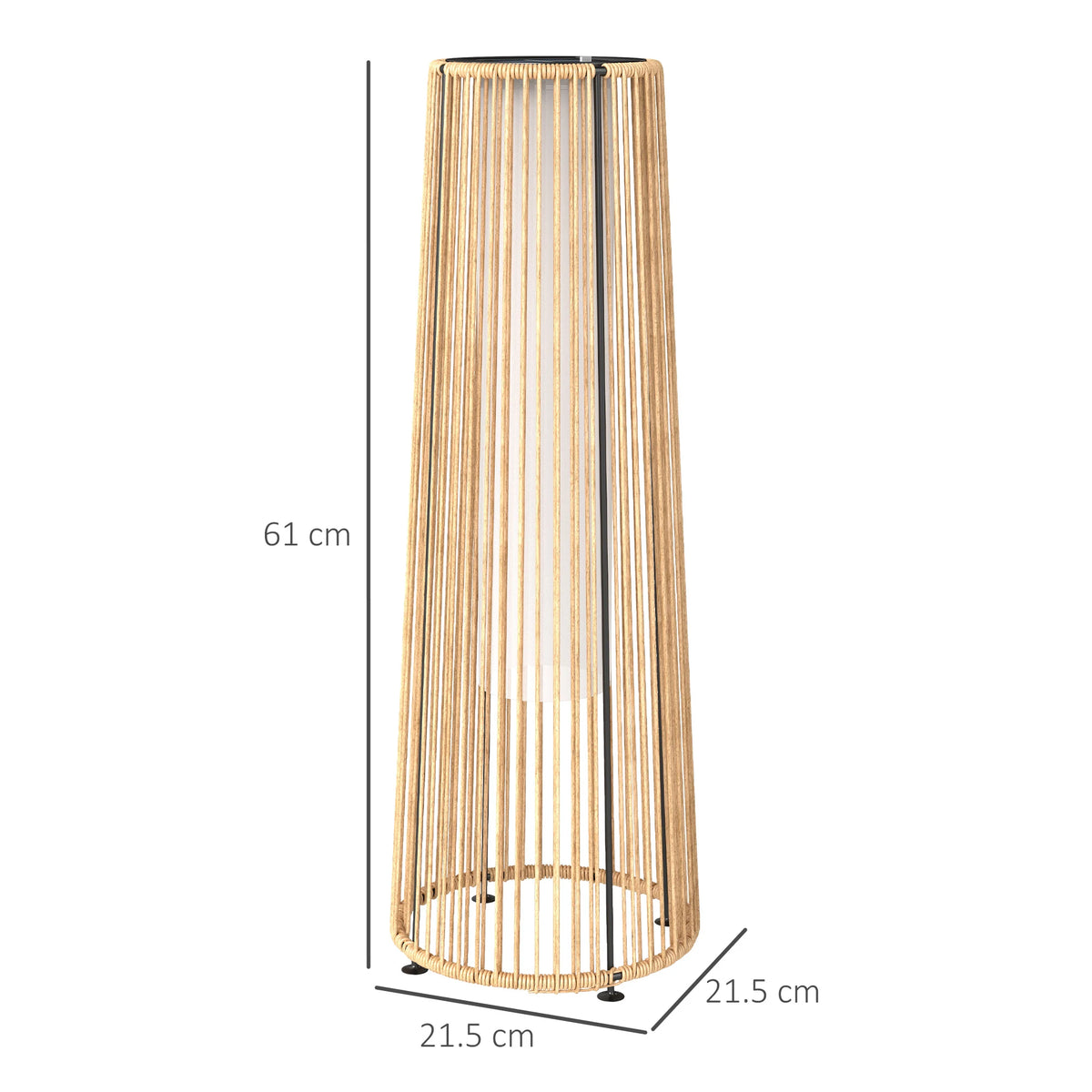 Outsunny Patio Garden Solar Powered Lights Woven Resin Wicker Lantern Auto On/Off