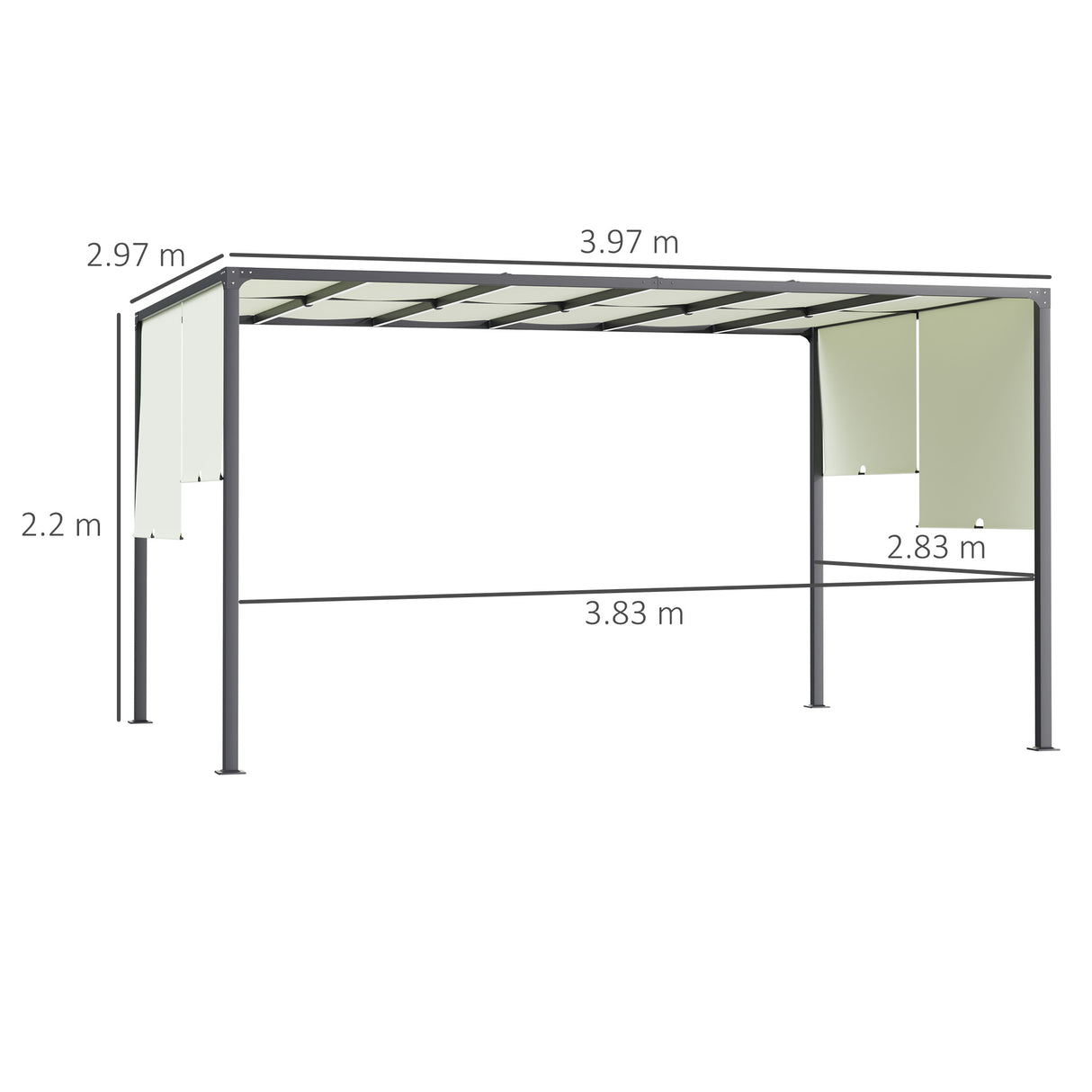 Outsunny 3 x 4m Outdoor Garden Pergola - Cream White