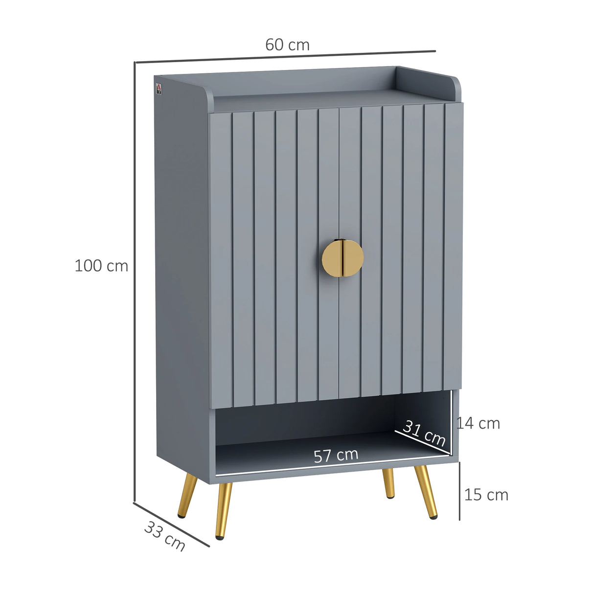 HOMCOM Modern Shoe Cabinet with 2 Doors, Open Shelf and Adjustable Shelves, 15 Pair Hallway Shoe Cupboard, Entryway Storage Unit, Light Grey