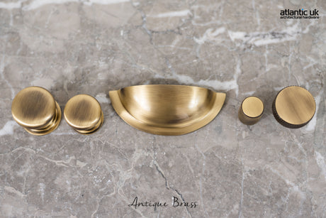 Old English Winchester Solid Brass Cabinet Cup Pull on Concealed Fix - Antique Brass - OEC1176AB - (Each)