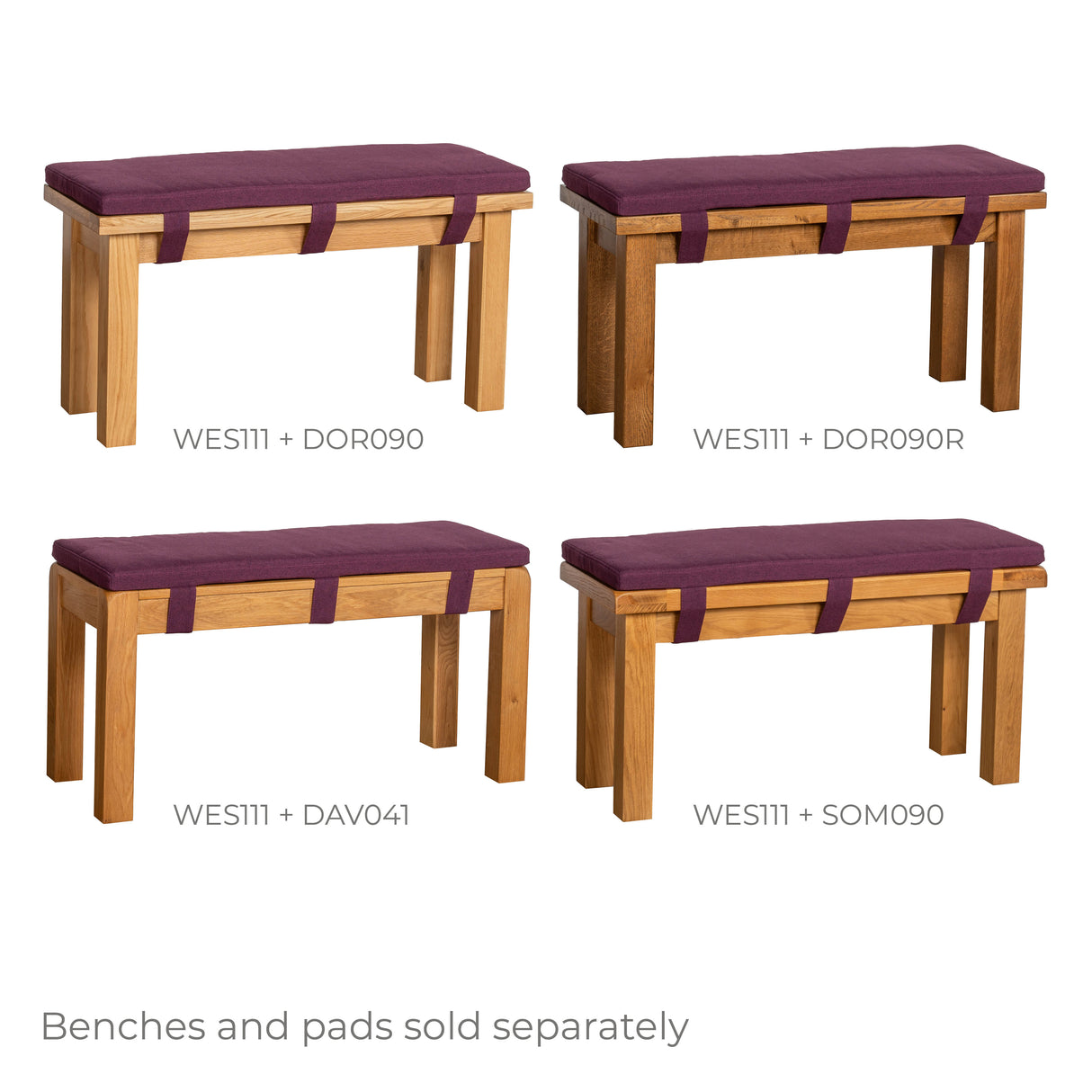 Westbury Bench Pad 90cm in Maroon (WES111)
