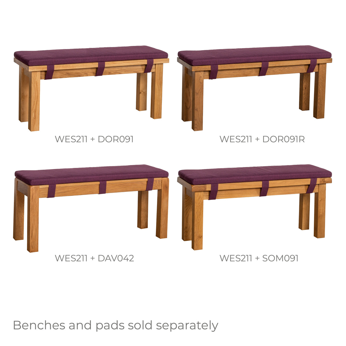 Westbury Bench Pad 104cm in Maroon (WES211)