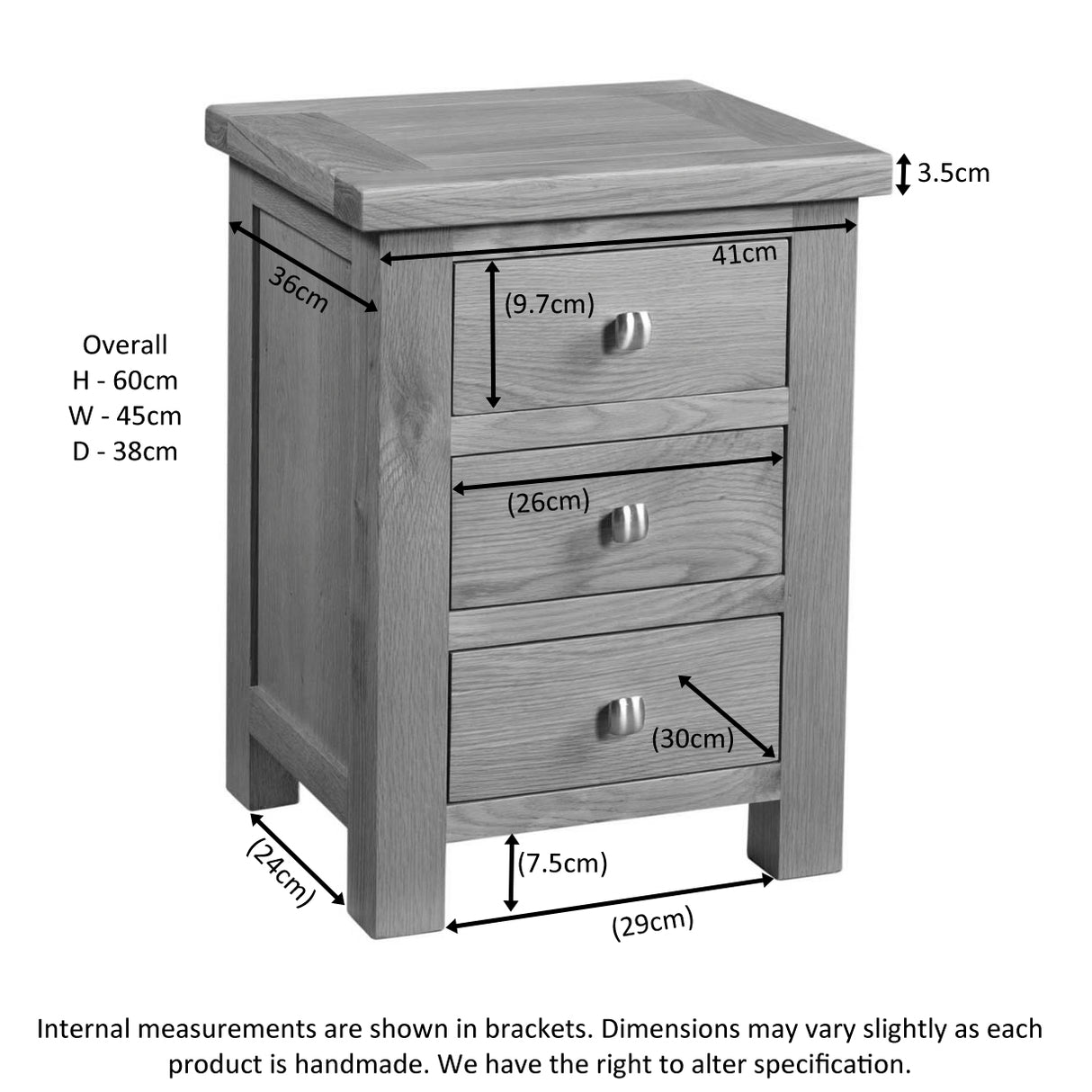 3 Drawer Bedside