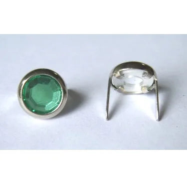 9mm 2 Prong Green Crystal Upholstery Nail Pack 10 pcs