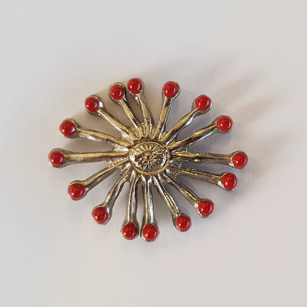 40mm Nickel/Red Sunburst Decorative Upholstery Nail