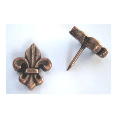 18mm x 15mm Fleur De Lis Copper Oxford Decorative Upholstery Nail