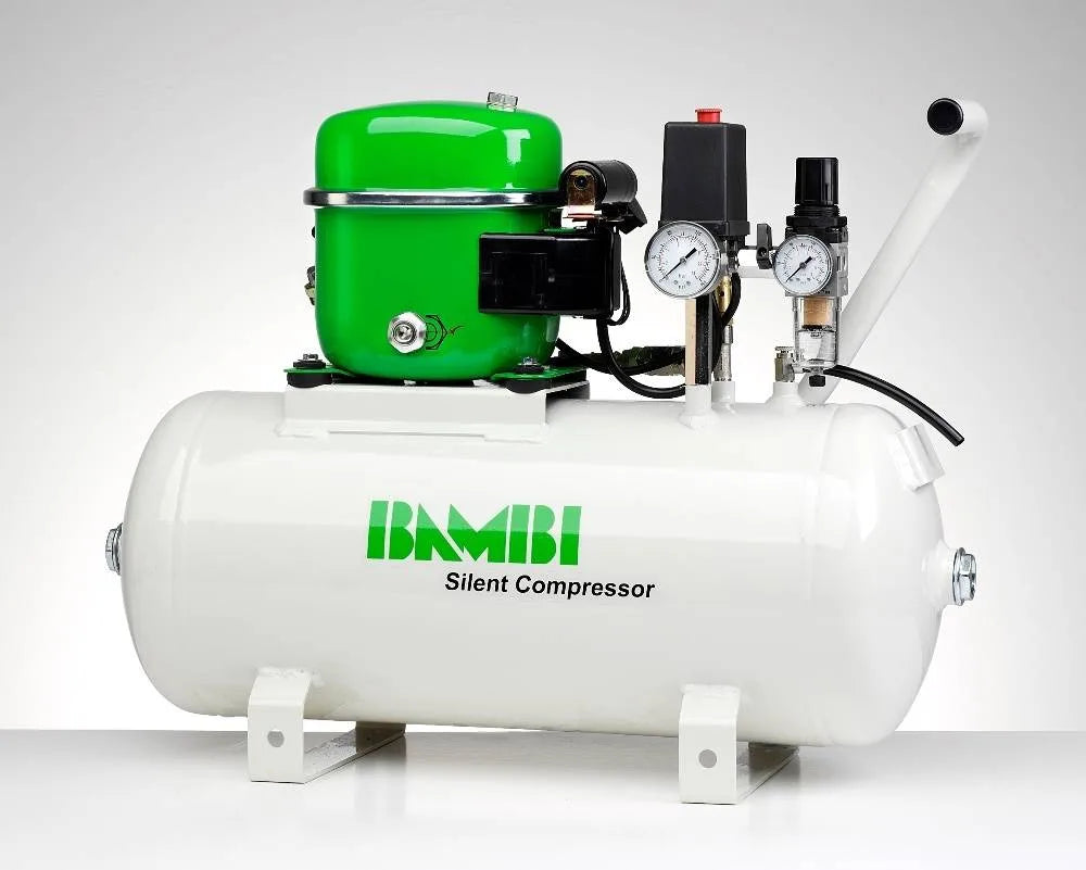 Bambi 24 Ltr Standard Silent Air Compressor Kit with HEICO Long Nose Staple Gun