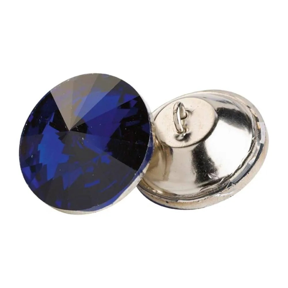 20mm Blue Glass Crystal Button Pack 10