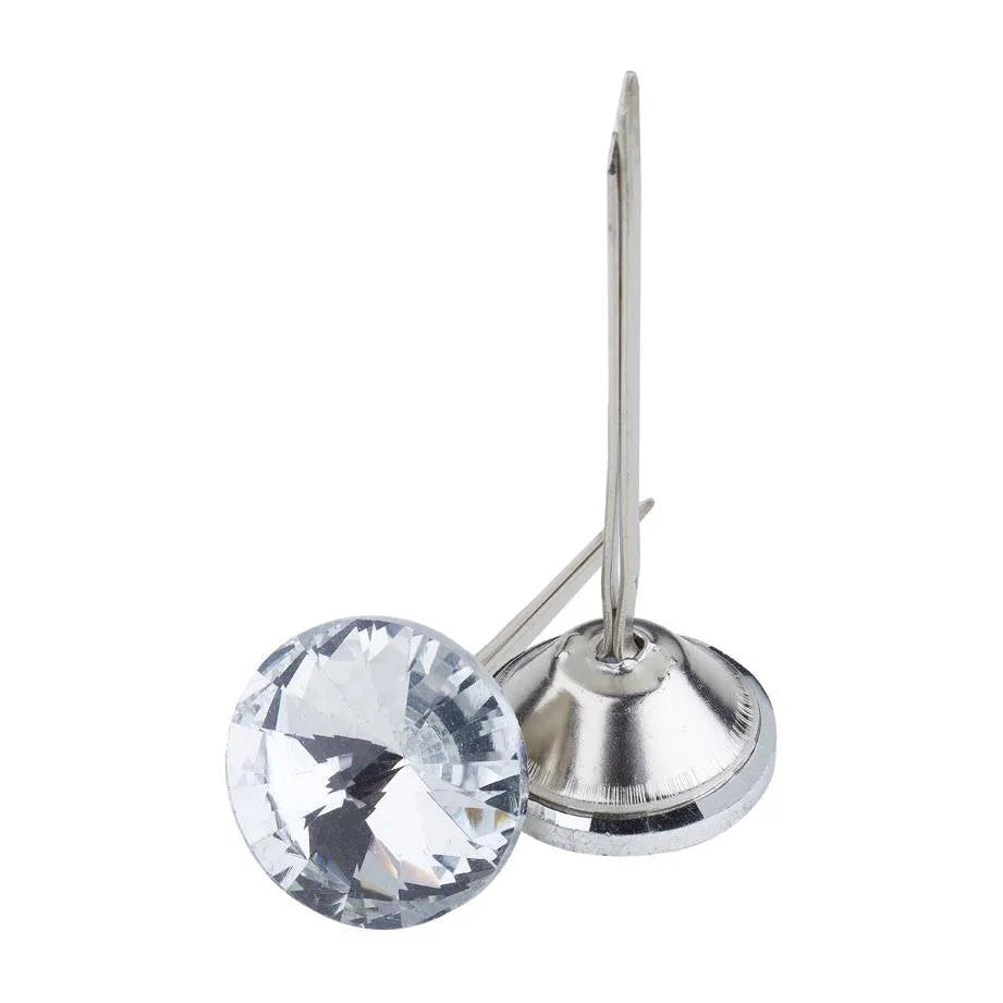 25mm Clear Glass Crystal Button with 50mm Prong fitting Pack 10 pcs