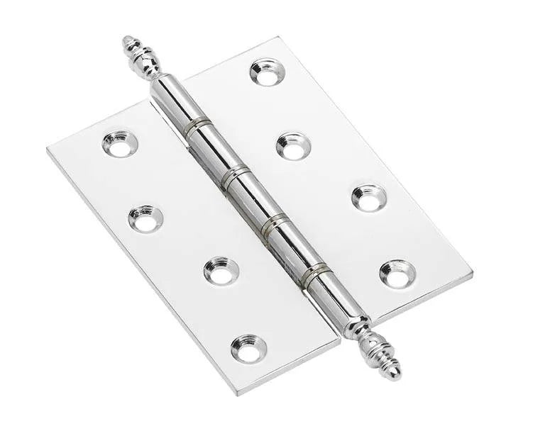 Brass Finial Hinge in a Chrome Finish 4 inch x 3 inch (102mm x 72mm)