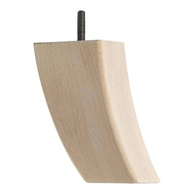 Wooden Sofa Leg 132mm x 80mm Turned Curved Back Leg in Raw Finish