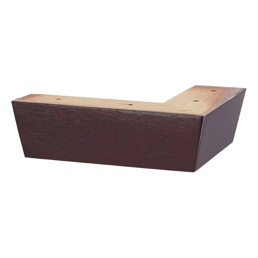 Wooden Sofa Foot 50mm x 165mm x 165mm Tapered Corner Foot in a Mahogany Finish