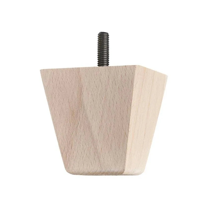 Wooden Sofa Leg 66mm x 66mm Turned Square Tapered Leg in a Raw Finish