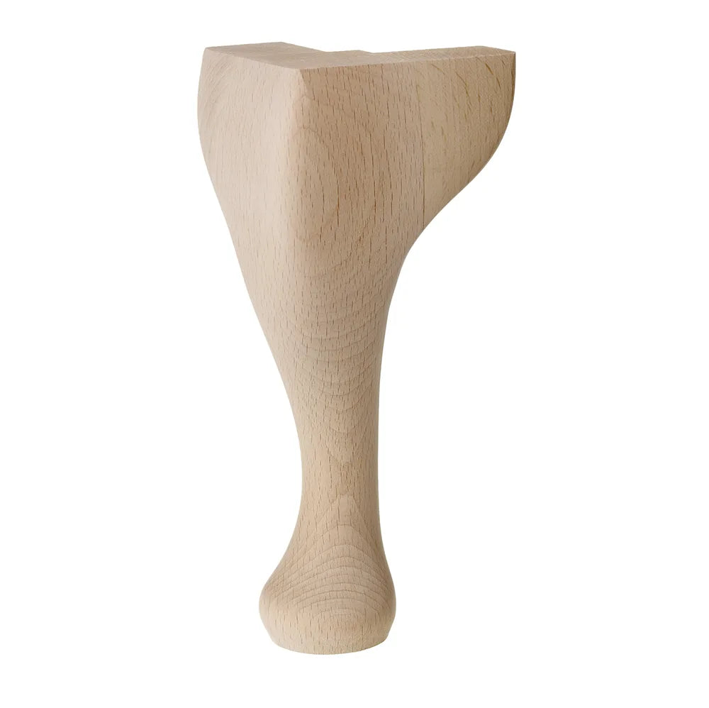 Wooden Queen Anne Leg (EX 65mm) 8" (200mm) with Bored Wings in a Raw Finish