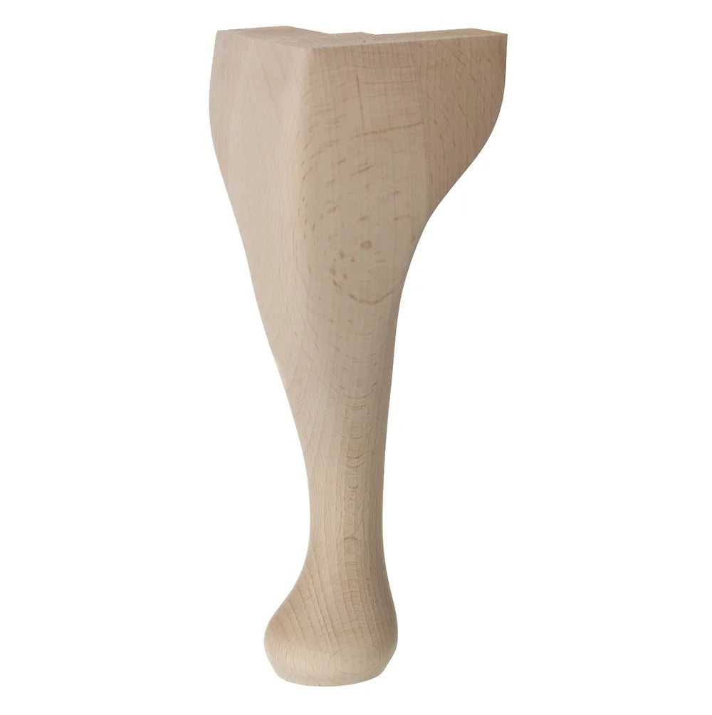 Wooden Queen Anne Leg (EX 65mm) 9 (230mm) with Bored Wings in a Raw Finish
