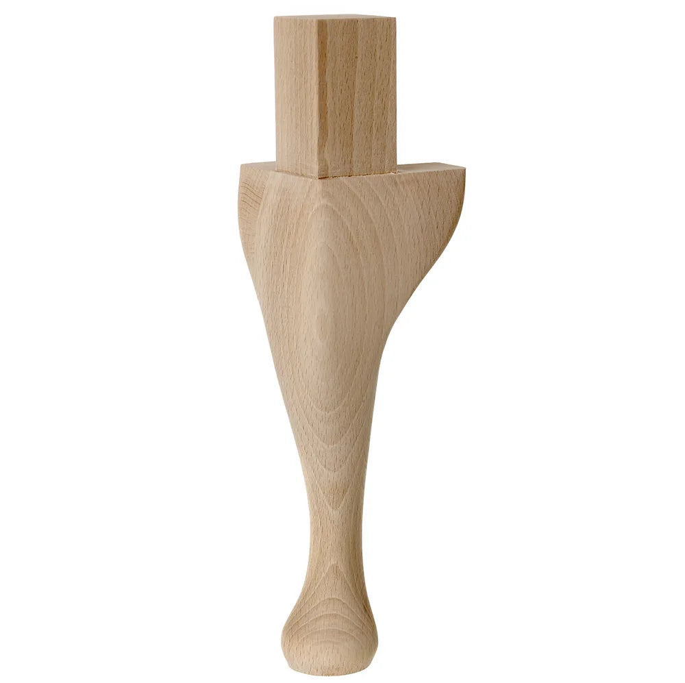 Wooden Queen Anne Leg with Square Top (EX 65mm) 9 (230mm) with Bored Wings Raw