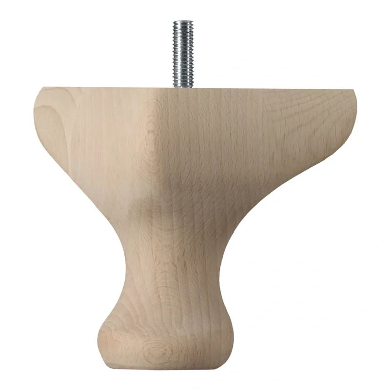 Wooden Queen Anne Leg (EX 65mm) 4 (100mm) with Bored Wings + M8 Screw in a Raw Finish