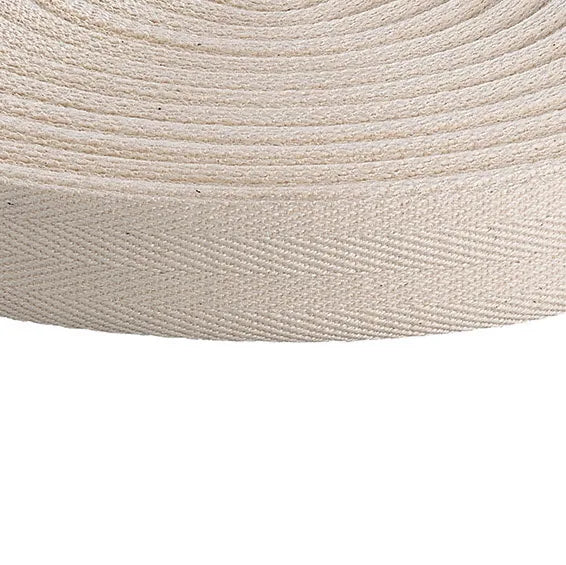 15mm Natural Herringbone Cotton Tape 50m Reel