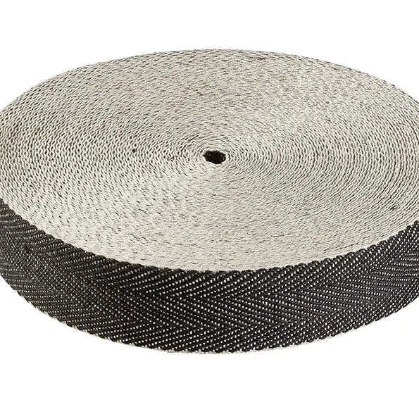 50mm x 16.5m Black/White Herringbone Webbing roll