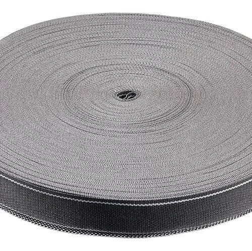 50mm Black/White Rigid Polypropylene Webbing metre