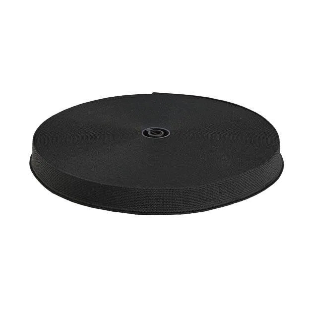 19mm Black Woven Elastic 25m Reel