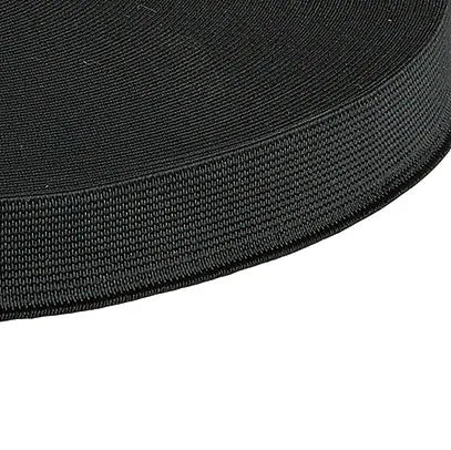 19mm Black Woven Elastic 25m Reel