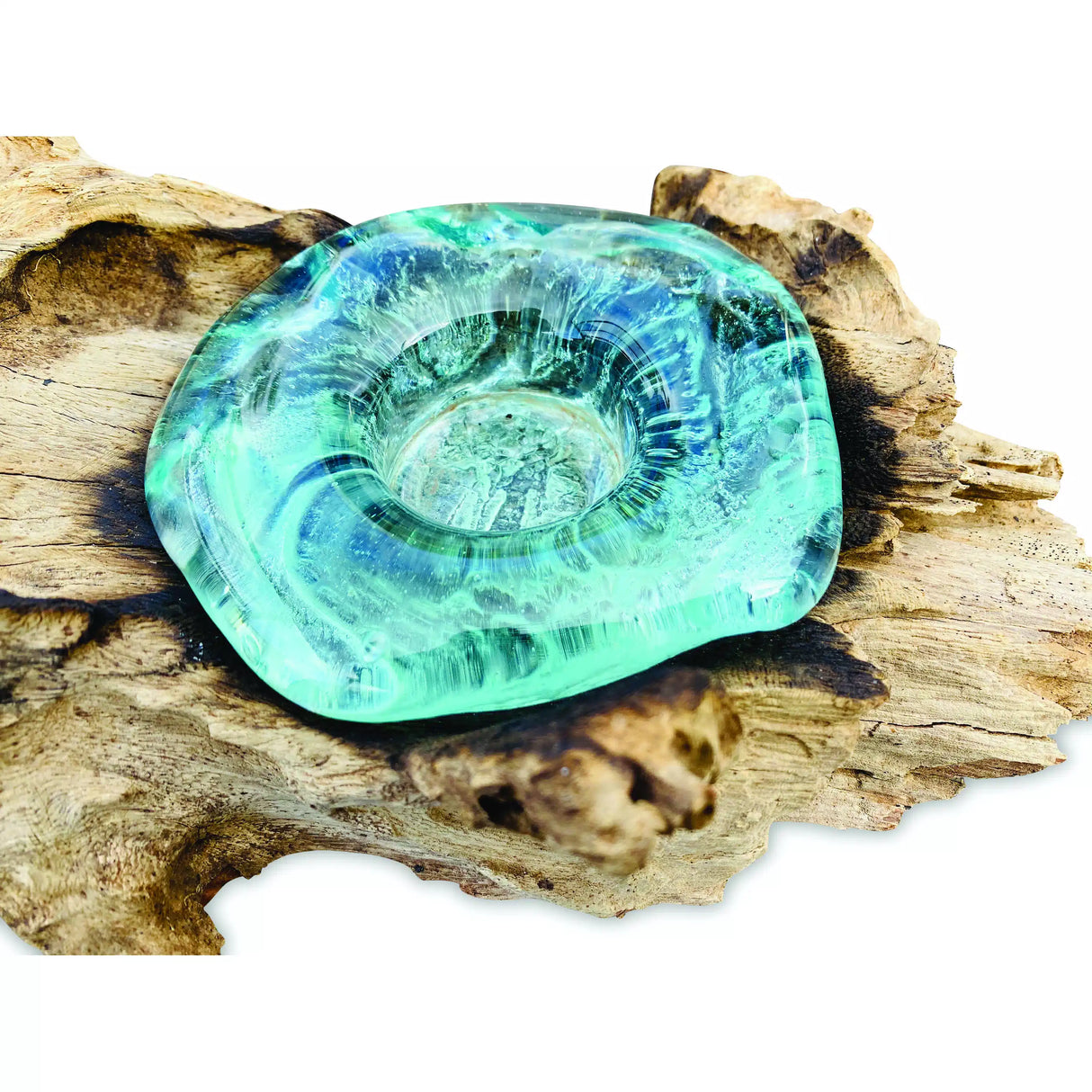Root With Glass Candle Holder Double