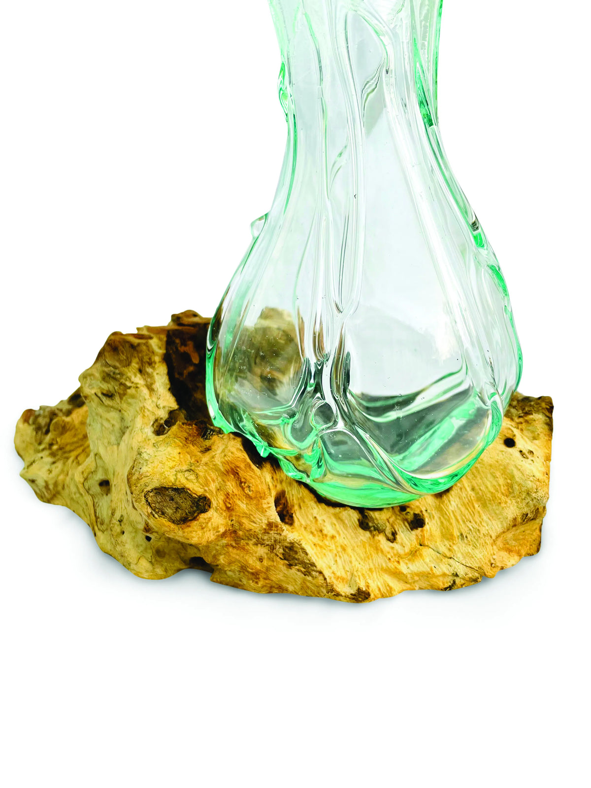 Driftwood With Crinkle Molten Glass Vase 25cm