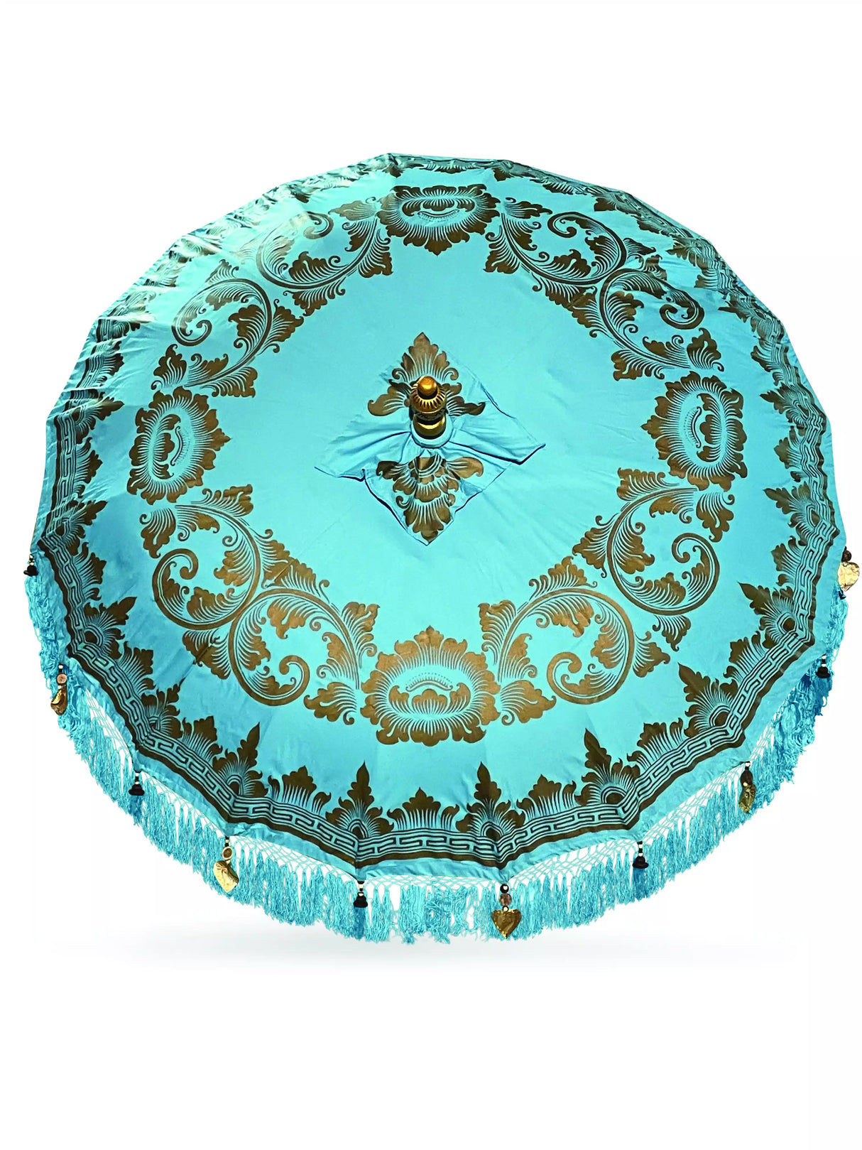 Bali Sun Parasol Sky Blue And Gold 2m (With Pole Joint)