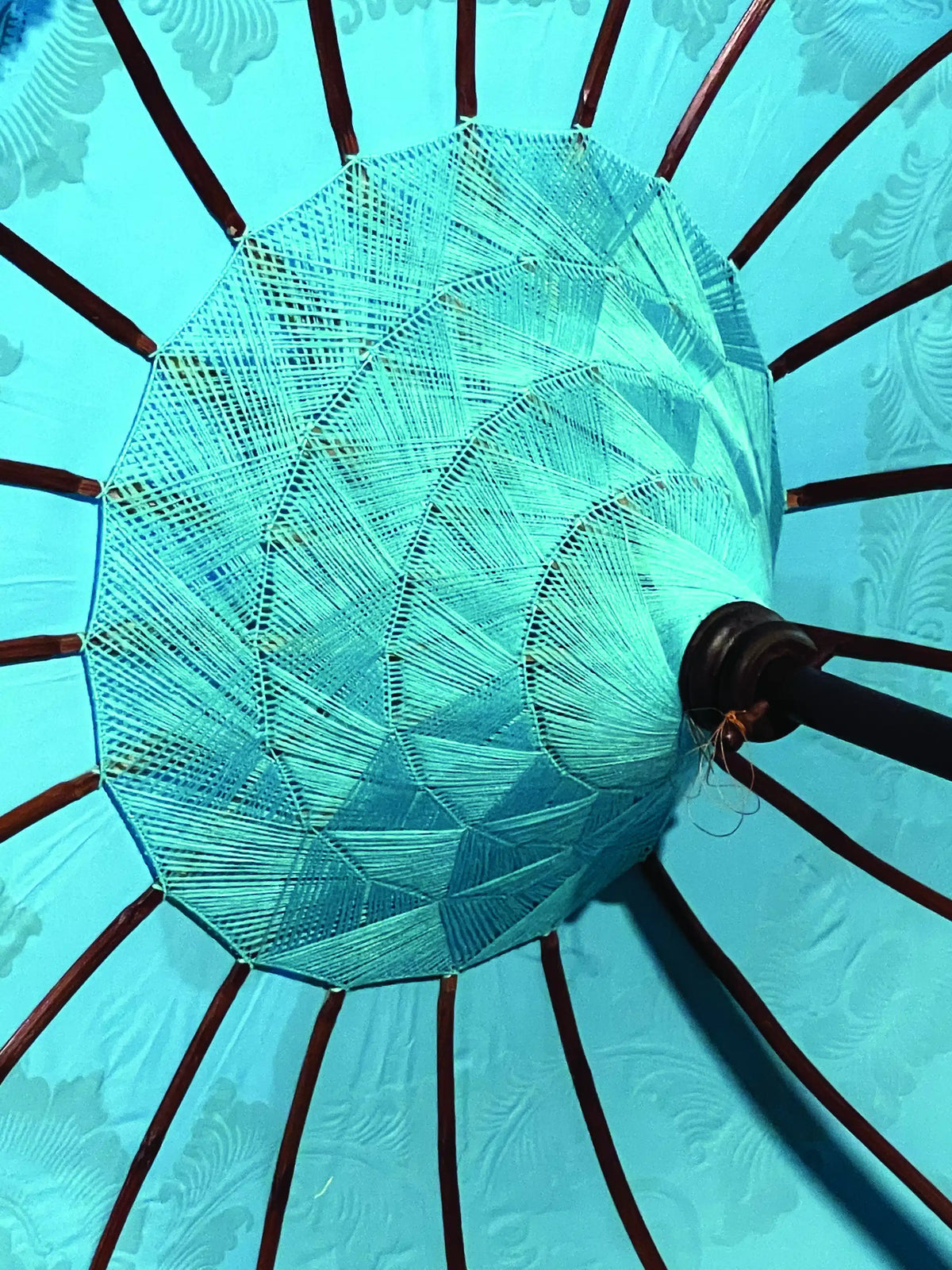 Bali Sun Parasol Sky Blue And Gold 2m (With Pole Joint)