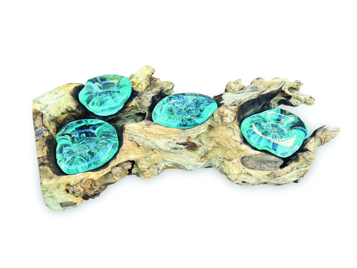 Root With Glass Candle Holder X 4 Low