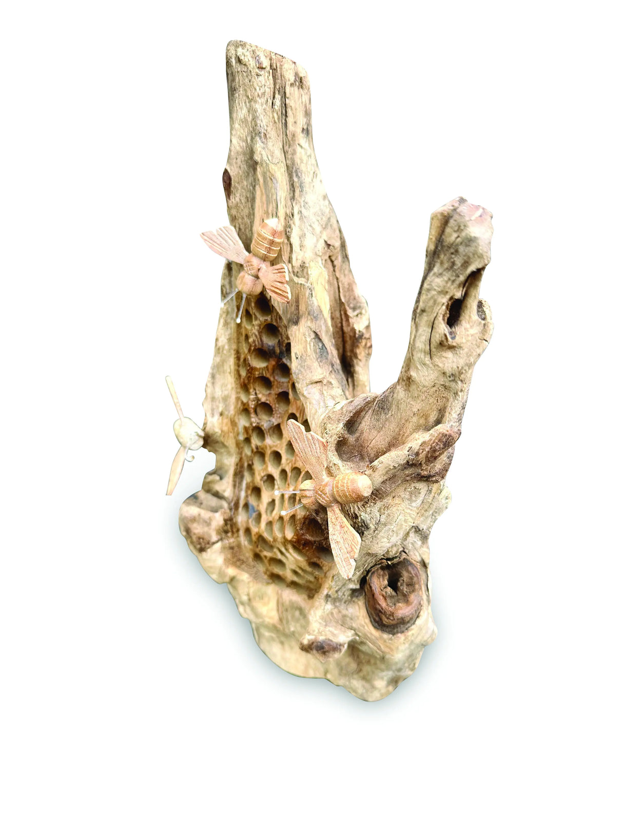 25CM BEE HIVE SCULPTURE WITH 3 BEES