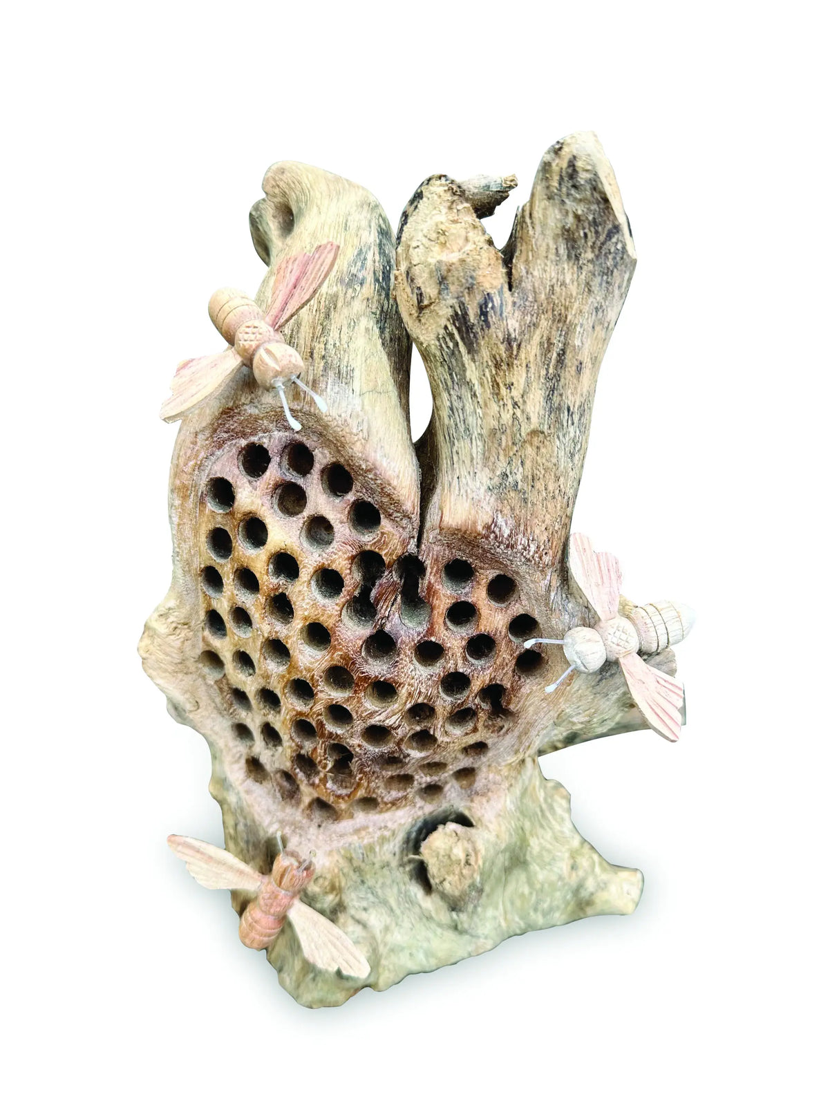 25CM BEE HIVE SCULPTURE WITH 3 BEES