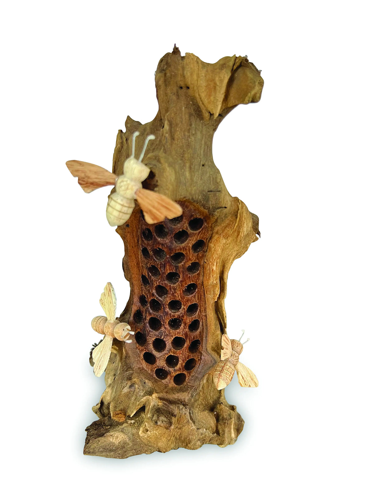 25CM BEE HIVE SCULPTURE WITH 3 BEES