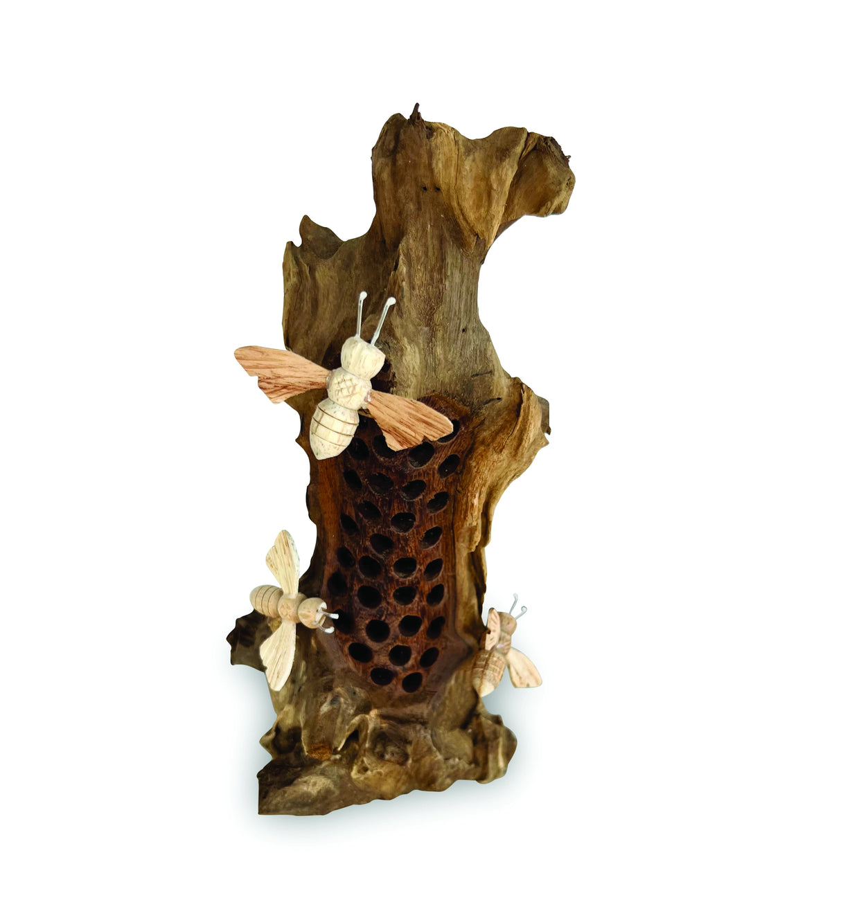 25cm Beehive Sculpture With 3 Bees
