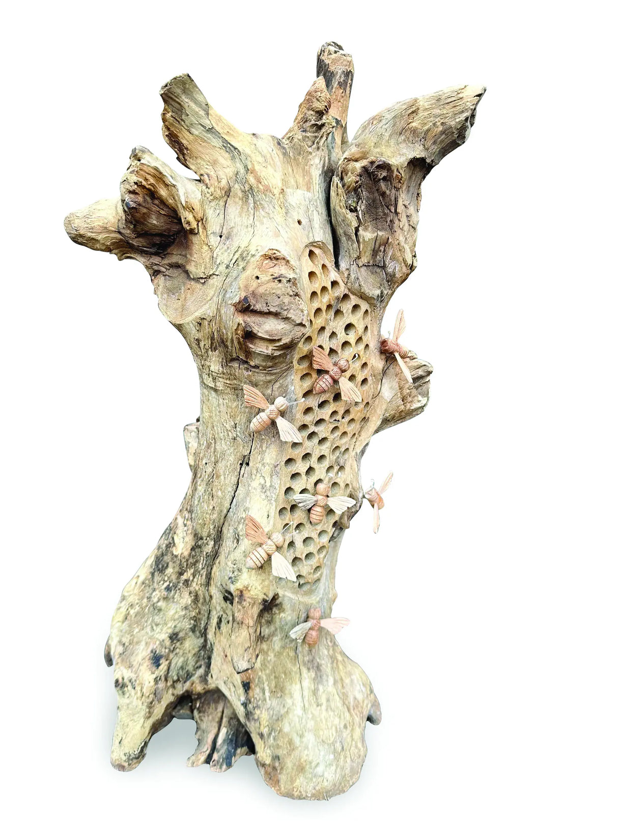 60CM BEE HIVE SCULPTURE WITH 8 BEES