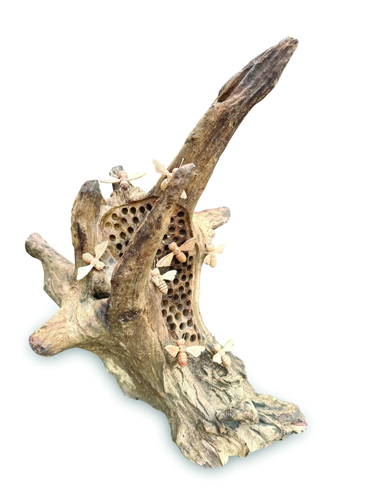 60CM BEE HIVE SCULPTURE WITH 8 BEES
