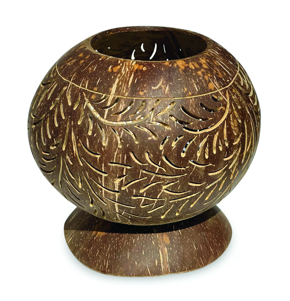 Coconut Shell Sphere Phoenix Style Intricate Carving