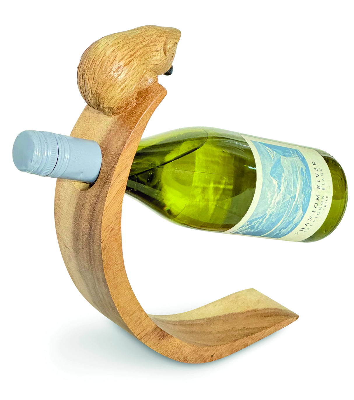 Hedgehog Hand Carved Wooden Balance Wine Bottle Holder