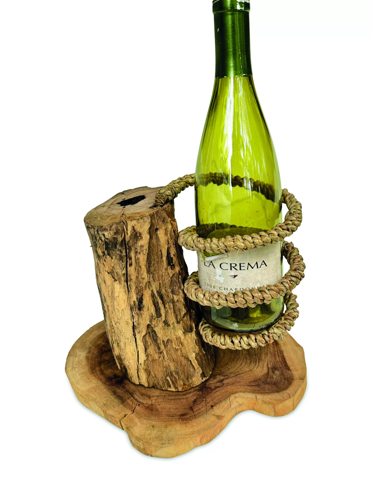 Driftwood & Rope Wine Holder Standing