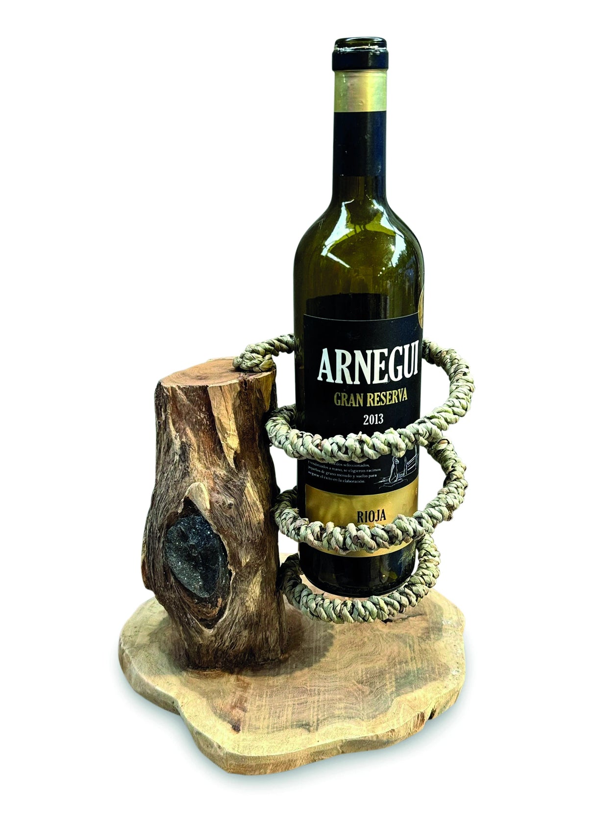 Driftwood & Rope Wine Holder Standing