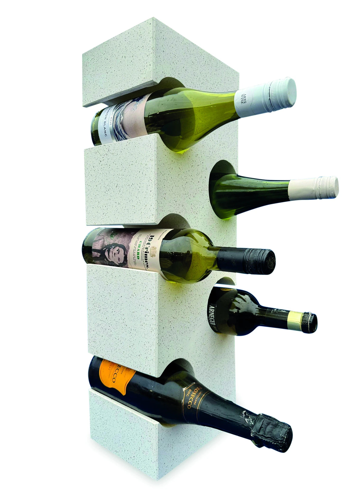 White Terrazzo Stone Cube Wine Rack 60cm