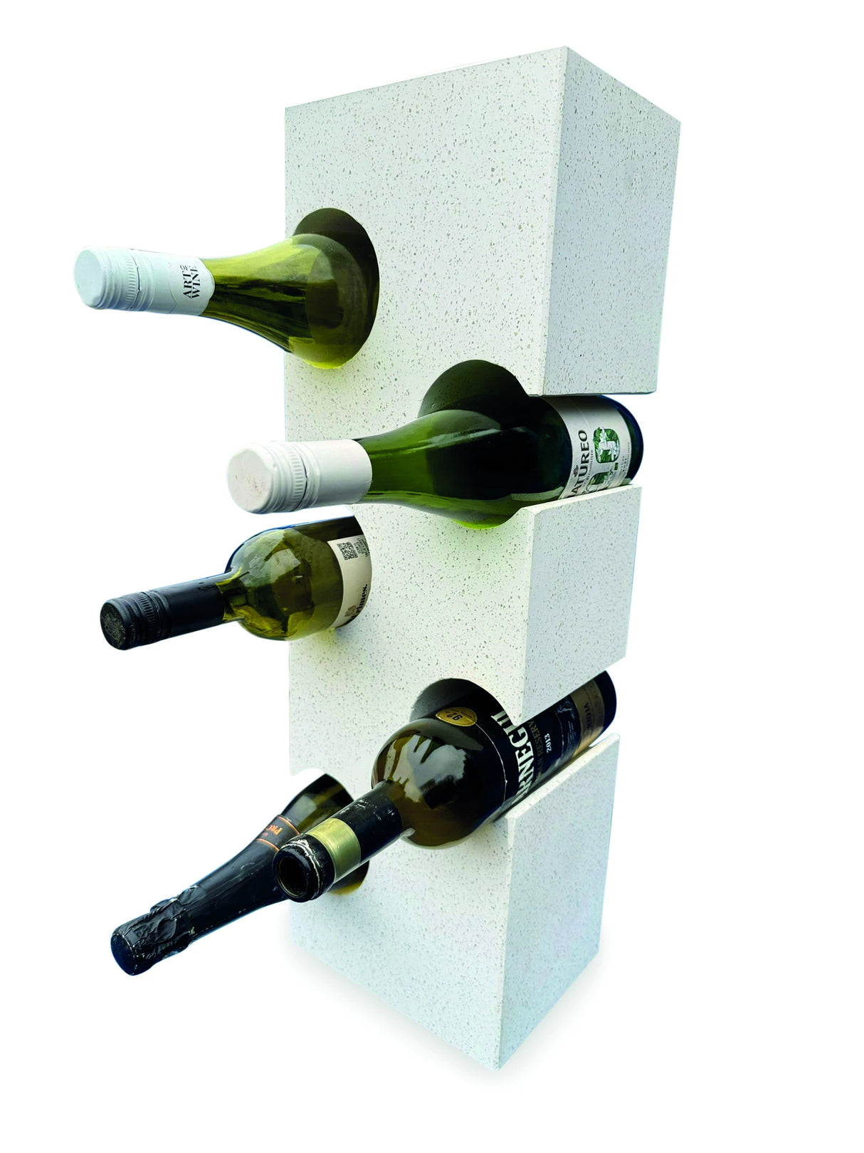 White Terrazzo Stone Cube Wine Rack 60cm