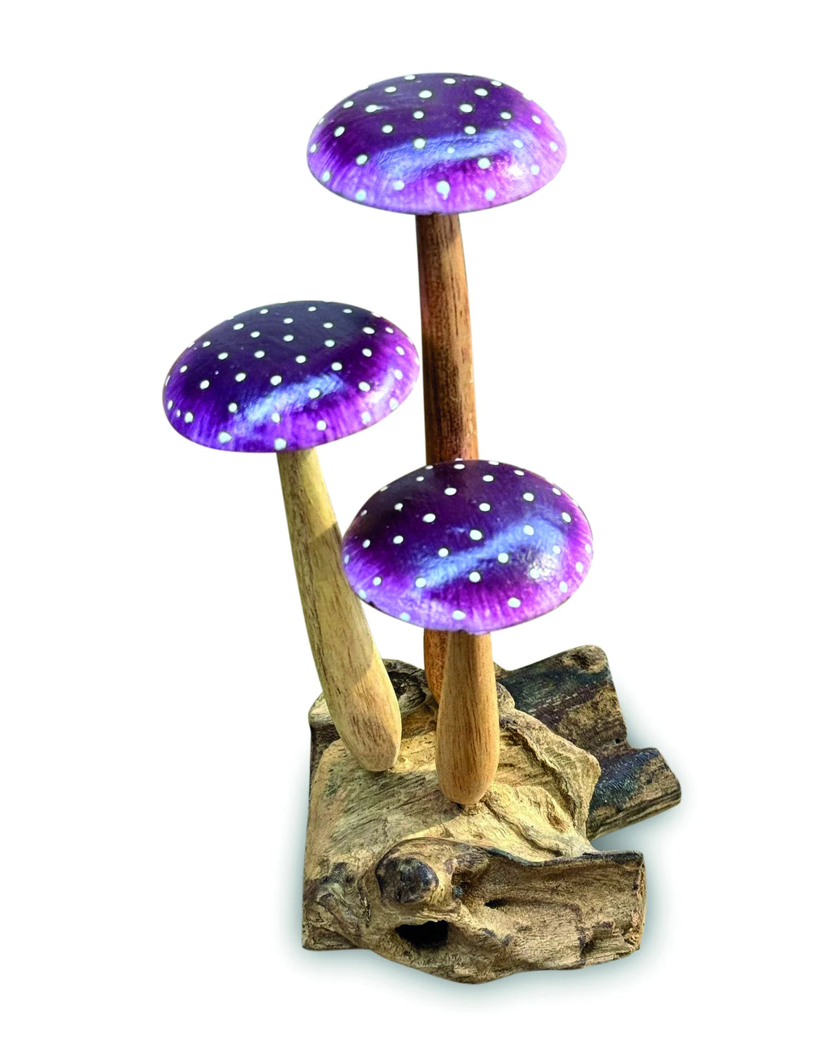 AMETHYST PURPLE 3 MUSHROOM SCULPTURE 16cm.